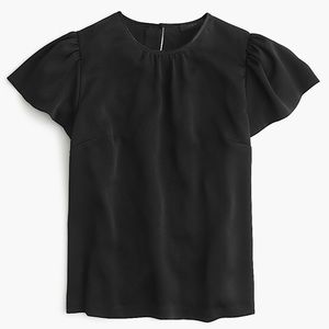 NWOT J.Crew drapey crepe cap sleeve, black, 2